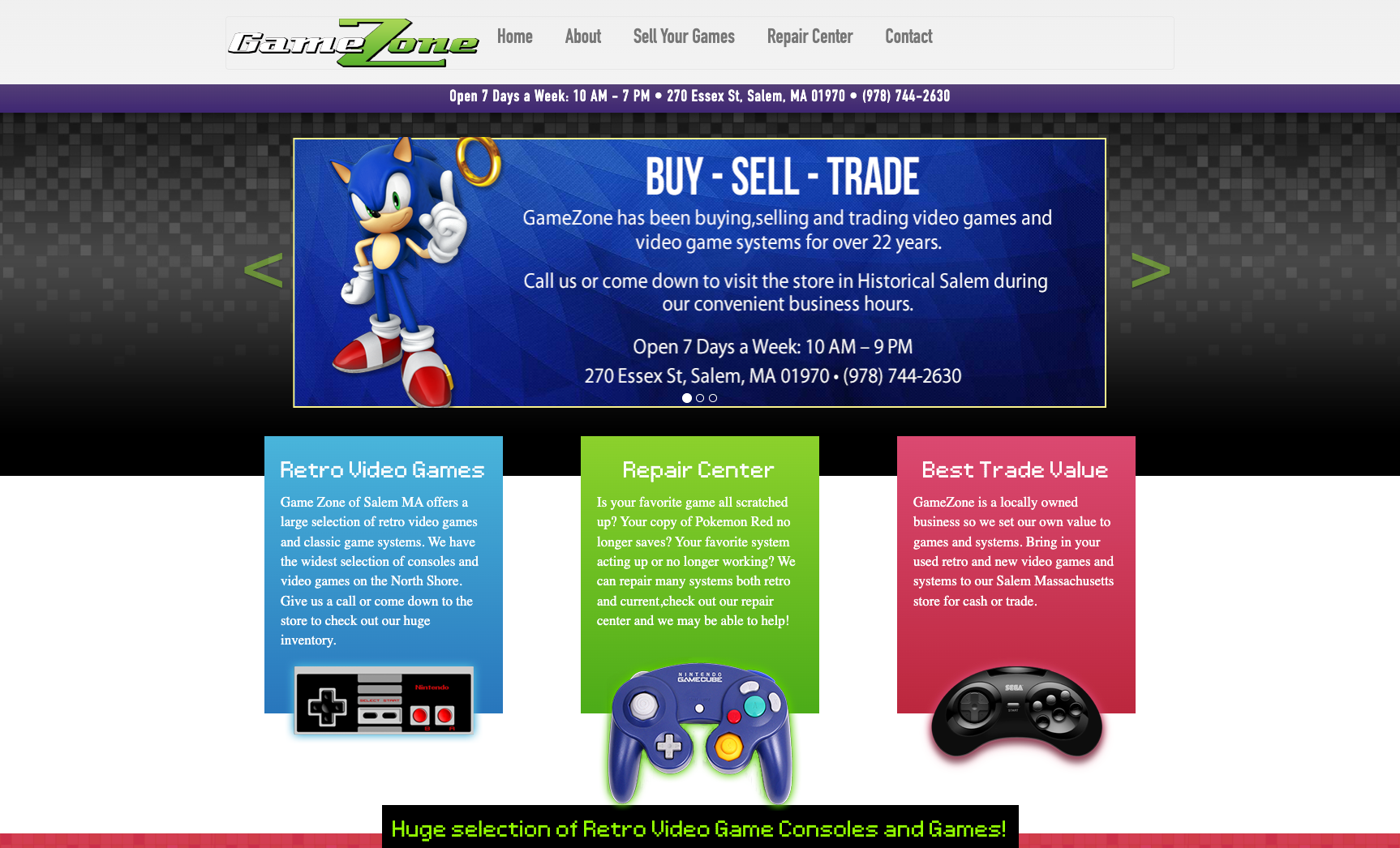 GameZone Salem website screenshot