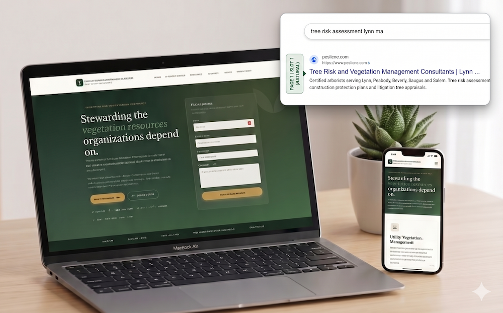 Professional Environmental Services website rebuilt for local SEO in Lynn, North Shore MA